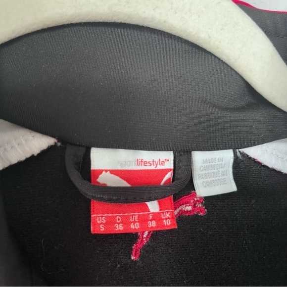 Puma Black White Pink Zip-up Sweatshirt Jacket Small - Picture 7 of 7